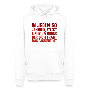 50. Geburtstag Spruch - Männer Premium Bio Hoodie - Weiß - Vorne - Nico (187cm)