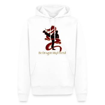 Be Dragon My Friend! (Red Shadow + Text Version) - Men’s Premium Organic Hoodie - white - Front - Nico (187cm)