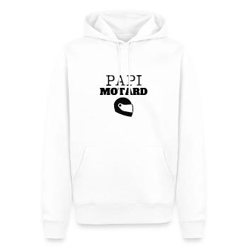 Papi Motard - Sweat à capuche Premium bio Homme - blanc - Devant - Nico (187cm)