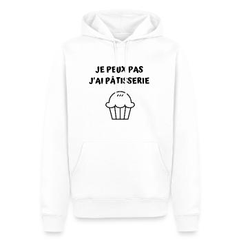 Je Peux Pas J'ai Pâtisserie - Sweat à capuche Premium bio Homme - blanc - Devant - Nico (187cm)