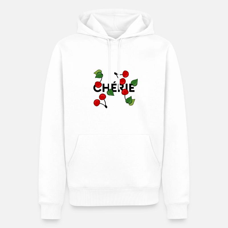 cherry „chérie“ Statement mit Kirschen - Männer Premium Bio Hoodie - Weiß
