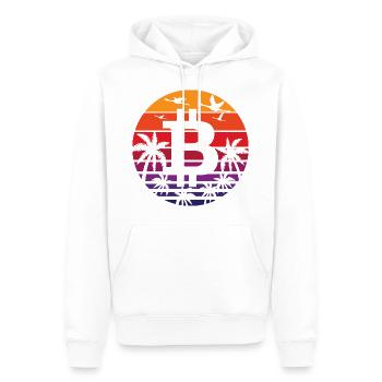 Vintage Sunset Bitcoin Logo Crypto Fan Cadeau - Sweat à capuche Premium bio Homme - blanc - Devant - Nico (187cm)
