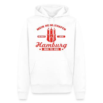 Mein Heimathafen Hamburg Moin Geschenk Sprüche - Männer Premium Bio Hoodie - Weiß - Vorne - Nico (187cm)