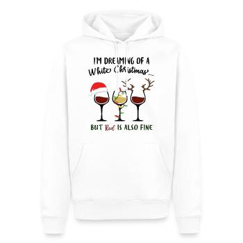 Je rêve d’un vin de Noël rouge - Sweat à capuche Premium bio Homme - blanc - Devant - Nico (187cm)