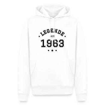 Legende seit 1963 - Männer Premium Bio Hoodie - Weiß - Vorne - Nico (187cm)