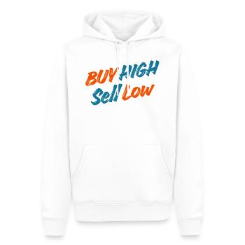 Investisseur - Trader - Actions - Bourse - Expressions amusantes - Sweat à capuche Premium bio Homme - blanc - Devant - Nico (187cm)