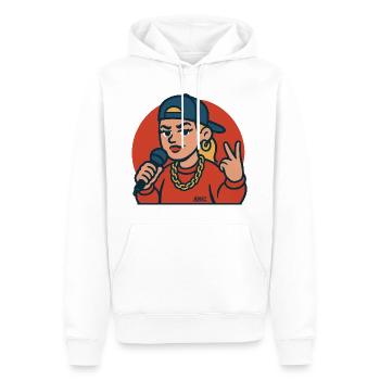Rap Diva with Microphone - Men’s Premium Organic Hoodie - white - Front - Nico (187cm)