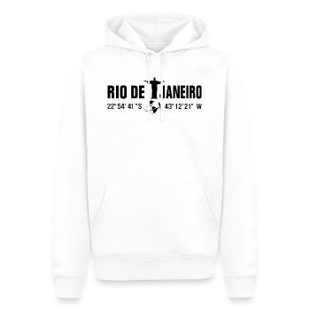 Rio de Janeiro Koordinaten Lage - Männer Premium Bio Hoodie - Weiß - Vorne - Nico (187cm)