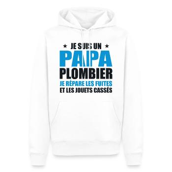 Klempner Papa, Geschenkidee zum Vatertag - Männer Premium Bio Hoodie - Weiß - Vorne - Nico (187cm)