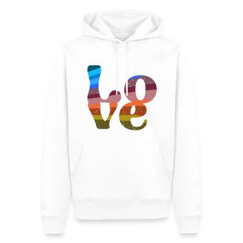 schrift,retro,bunt,typo,abstrakt,bunt,vintage - Männer Premium Bio Hoodie - Weiß - Vorne - Nico (187cm)