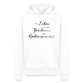 Das Leben ist Zeichnen ohne Radiergummi - Männer Premium Bio Hoodie - Weiß - Vorne - Nico (187cm)