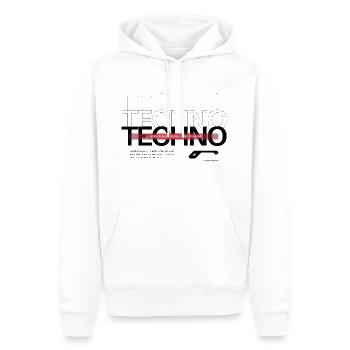 ECHOES OF TECHNO - Men’s Premium Organic Hoodie - white - Front - Nico (187cm)