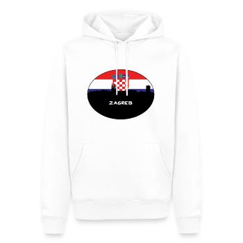Zagreb Croatie Drapeau Skyline Voyage Silhouette - Sweat à capuche Premium bio Homme - blanc - Devant - Nico (187cm)