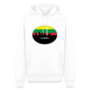 Vilnius Lituanie Drapeau Skyline Voyage Silhouette - Sweat à capuche Premium bio Homme - blanc - Devant - Nico (187cm)