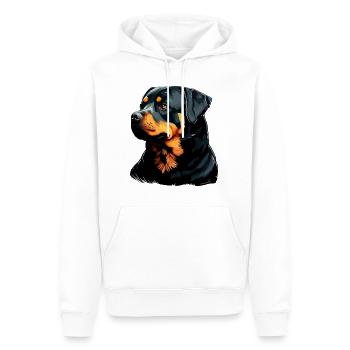 Rottweiler Hunderasse Gesicht Cartoon Illustration - Männer Premium Bio Hoodie - Weiß - Vorne - Nico (187cm)