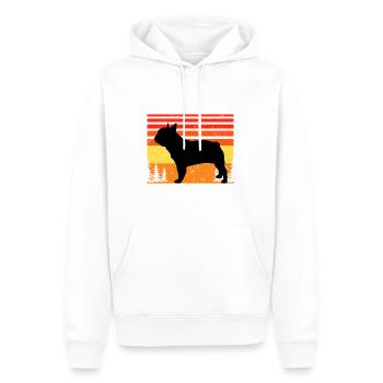Français Bulldog Dog Lover Silhouette Vintage Sunset - Sweat à capuche Premium bio Homme - blanc - Devant - Nico (187cm)