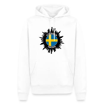 Stockholm Skyline Suède Flag Souvenir de voyage - Sweat à capuche Premium bio Homme - blanc - Devant - Nico (187cm)