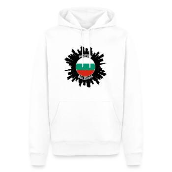 Plovdiv Skyline Bulgarien Flagge Reise Souvenir - Männer Premium Bio Hoodie - Weiß - Vorne - Nico (187cm)