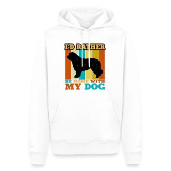 Catalan Chien de Berger Chien Amoureux Silhouette Rétro Coucher de Soleil - Sweat à capuche Premium bio Homme - blanc - Devant - Nico (187cm)