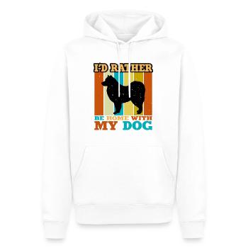 Finnischer Lapphund Hundeliebhaber Silhouette Retro Sonnenuntergang - Männer Premium Bio Hoodie - Weiß - Vorne - Nico (187cm)