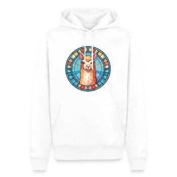 Alpaga Aquarelle colorée Animal Animal Illustration - Sweat à capuche Premium bio Homme - blanc - Devant - Nico (187cm)