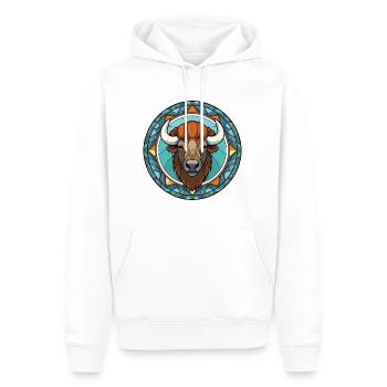 Bison Aquarelle colorée Animal Animal Illustration - Sweat à capuche Premium bio Homme - blanc - Devant - Nico (187cm)