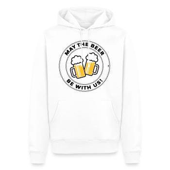 May The Beer Be With Us! (Spruch / 3C / POS) - Männer Premium Bio Hoodie - Weiß - Vorne - Nico (187cm)