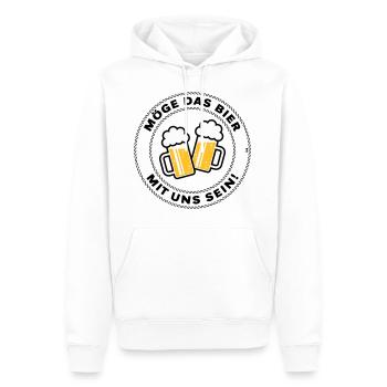 Möge Das Bier Mit Uns Sein! (Spruch / 3C / POS) - Männer Premium Bio Hoodie - Weiß - Vorne - Nico (187cm)