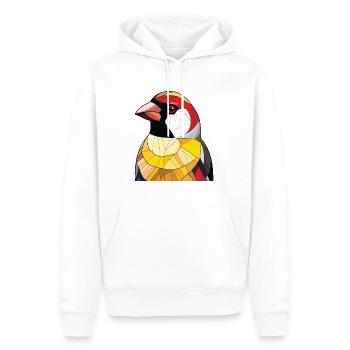 Chardonneret coloré aquarelle Illustration animale - Sweat à capuche Premium bio Homme - blanc - Devant - Nico (187cm)