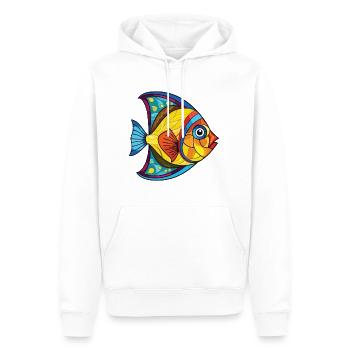 Poisson plie Aquarelle colorée Animal Cartoon - Sweat à capuche Premium bio Homme - blanc - Devant - Nico (187cm)