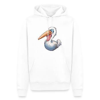 Pelican Cartoon Kawaii Aquarelle Illustration - Sweat à capuche Premium bio Homme - blanc - Devant - Nico (187cm)
