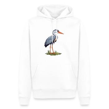 Heron Cartoon Kawaii Aquarelle Illustration - Sweat à capuche Premium bio Homme - blanc - Devant - Nico (187cm)