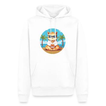 Cat Cartoon Yoga Beach Summer Illustration - Men’s Premium Organic Hoodie - white - Front - Nico (187cm)