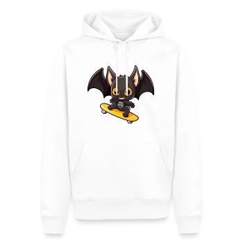 Lustige Fledermaus Kawaii Cartoon Haustier spielt Skateboard - Männer Premium Bio Hoodie - Weiß - Vorne - Nico (187cm)