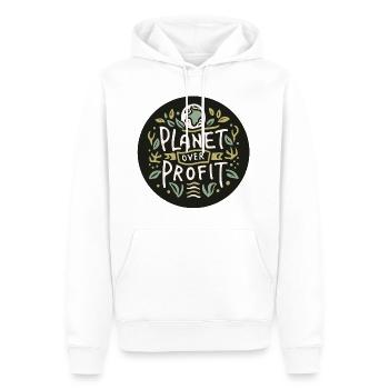 Planet over profit sauver la planète - Sweat à capuche Premium bio Homme - blanc - Devant - Nico (187cm)