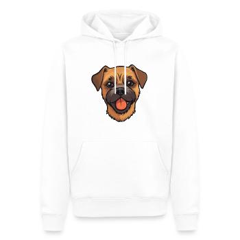 Border Terrier Dog Breed Watercolor Cartoon Kawaii - Men’s Premium Organic Hoodie - white - Front - Nico (187cm)
