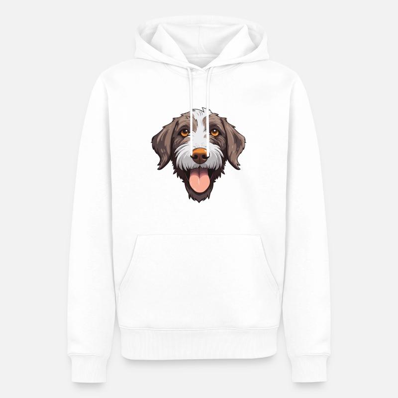 Deutsches drahthaariges Pointer-Hund-Rasse-Aquarell-Auto - Männer Premium Bio Hoodie - Weiß