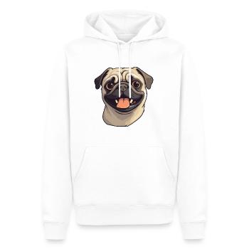 Mops Hund Rasse Aquarell Cartoon Kawaii Clipart - Männer Premium Bio Hoodie - Weiß - Vorne - Nico (187cm)