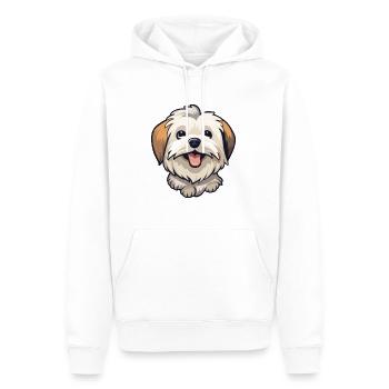 Lowchen chien race aquarelle dessin animé Kawaii Clipar - Sweat à capuche Premium bio Homme - blanc - Devant - Nico (187cm)
