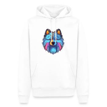 Keeshond Dog Breed Watercolor Cartoon Kawaii Color - Men’s Premium Organic Hoodie - white - Front - Nico (187cm)