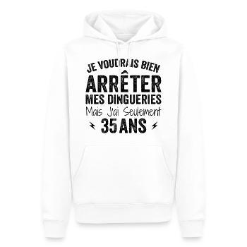 Ich werde 35 Jahre alt - 35. Geburtstag, 35. Geburtstag - Männer Premium Bio Hoodie - Weiß - Vorne - Nico (187cm)