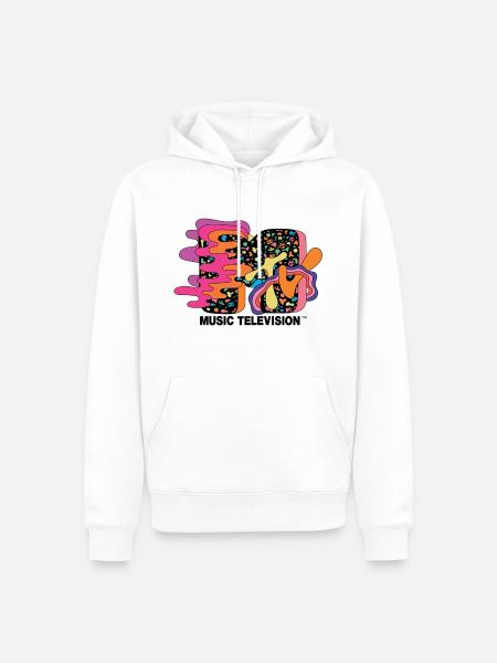 MTV Music Television Logo Coloré Et Trippant - Sweat à capuche Premium bio Homme - blanc