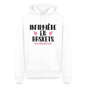 Infirmière En Baskets Humour Hôpital Basket - Sweat à capuche Premium bio Homme - blanc - Devant - Nico (187cm)