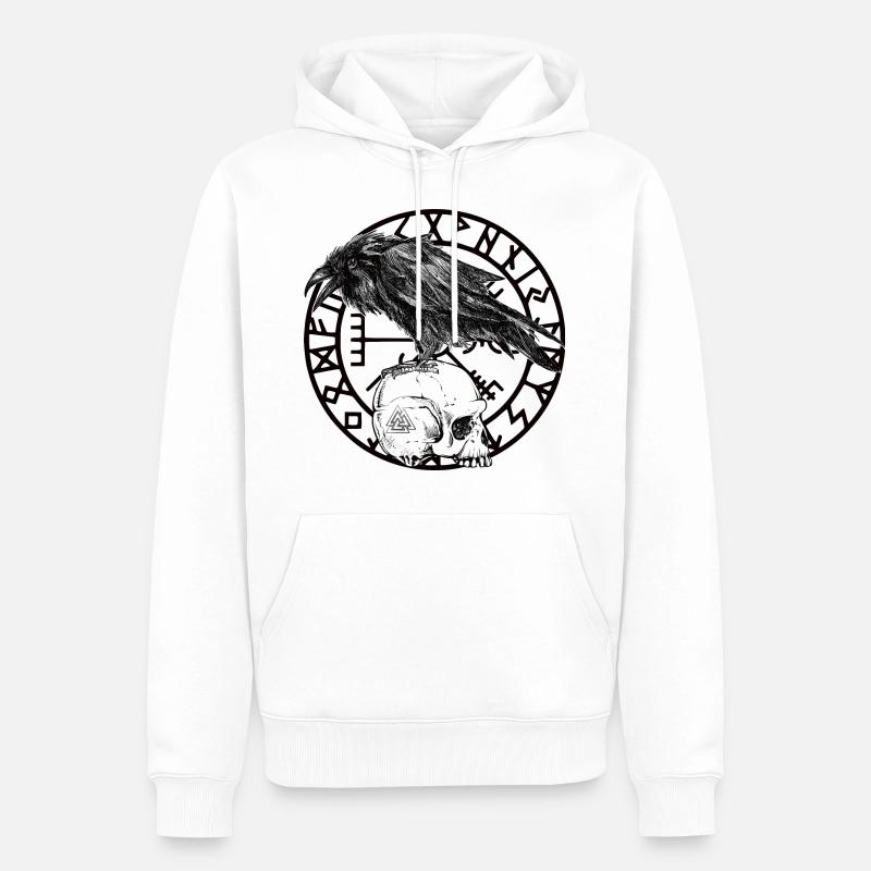 Skull Vegvisir - Männer Premium Bio Hoodie - Weiß