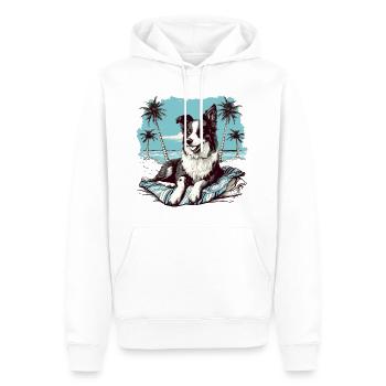 Border-collie la plage - Sweat à capuche Premium bio Homme - blanc - Devant - Nico (187cm)