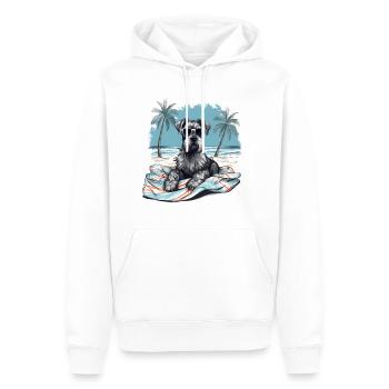 Schnauzer avec des lunettes de soleil à la plage - Sweat à capuche Premium bio Homme - blanc - Devant - Nico (187cm)
