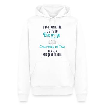 C'est compliqué d'être Bogosse et Chauffeur taxi - Sweat à capuche Premium bio Homme - blanc - Devant - Nico (187cm)