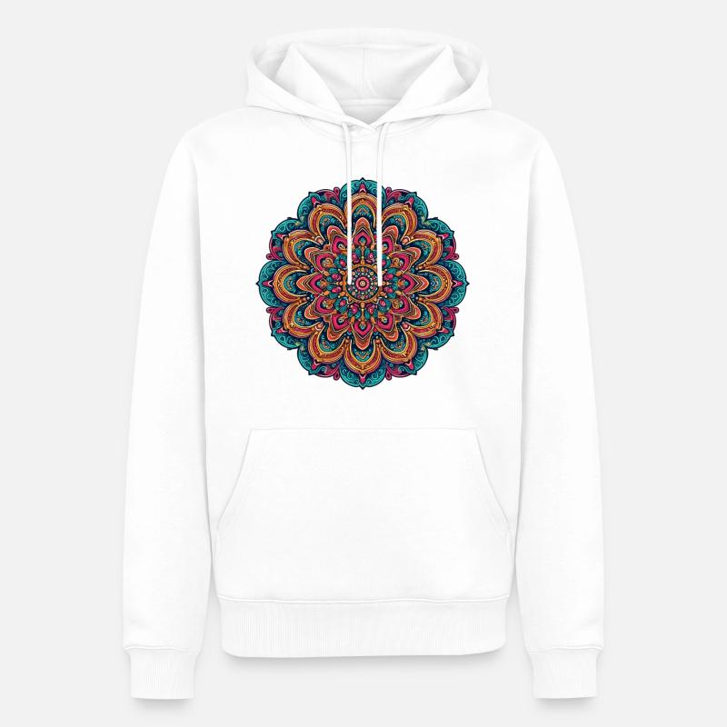 Psychedelisches Mandala Trippy - Männer Premium Bio Hoodie - Weiß
