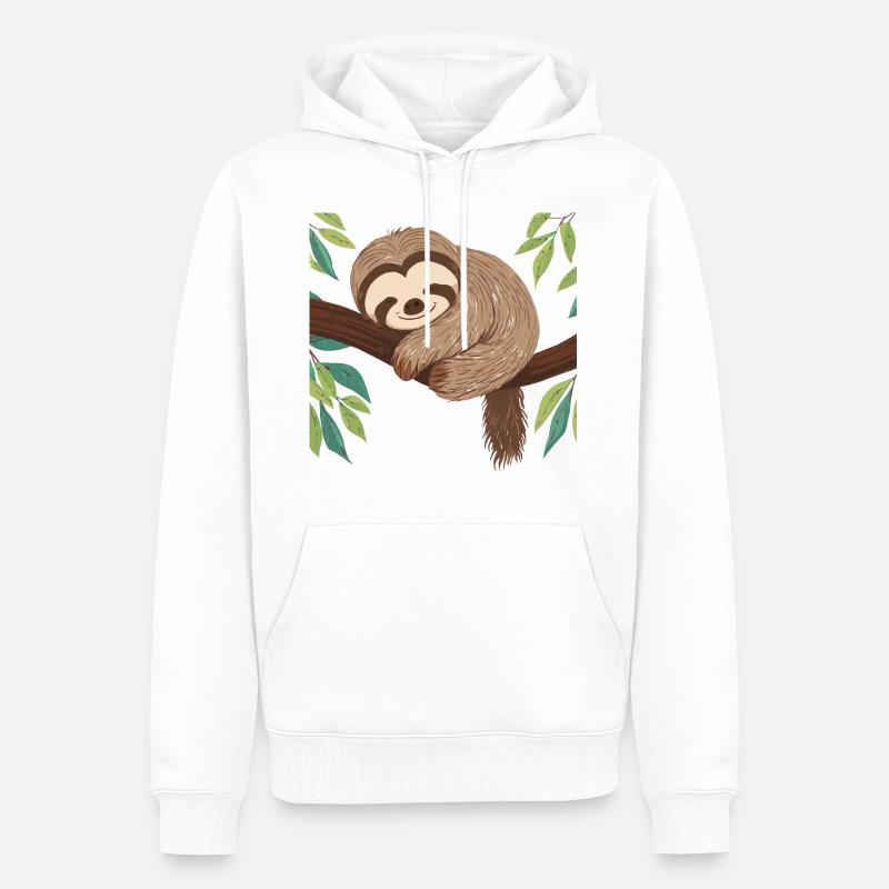 Niedliches Faultier - Männer Premium Bio Hoodie - Weiß