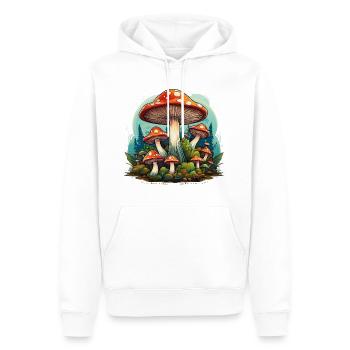 Champignons dans la forêt – les champignons portent chance ! - Sweat à capuche Premium bio Homme - blanc - Devant - Nico (187cm)